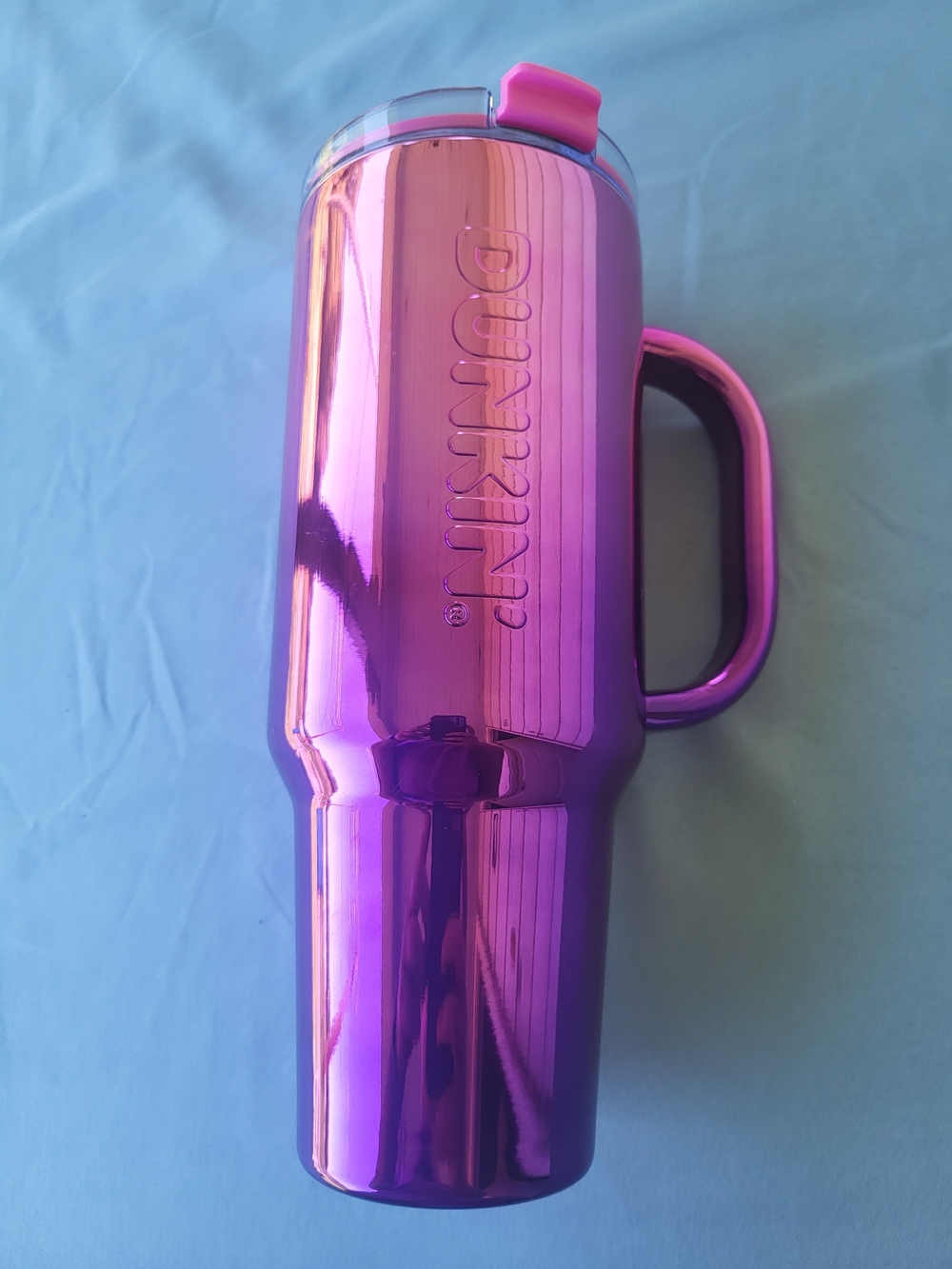 Double-Wall Insulated Metallic Purple Travel Mug with Handle